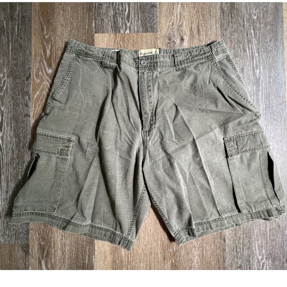 Fieldmaster Cargo Shorts Mens 36 Green Ripstop Cotton Multi Pocket Utility 4285